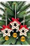 3 Pcs Wooden Beaded Star Wall Ornament (with Red Ribbon) - 9 Cm-Gift Decoration