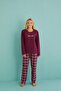 50902-54 Women's Sleep Mode Milan Fabric Long Sleeve Plaid Pajamas Set - 2