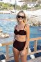 2529-950 Women's Draped Covered Strapless Bikini High Waist Suit - 6