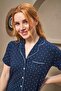 25163 Women's Collared Buttoned Polka Dot Short Sleeve Pajamas Set - 5