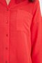 Women's Oversized wide cut 100% cotton muslin fabric long sleeve textured pomegranate color shirt with pockets - 4