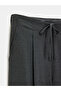 72221 Waist-Tied Fabric Trousers-Anthracite - 8