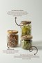 Set of 3 Textured Glass Jars with Wooden Lids |   Seasoning and Legume Storage Container 370Ml-640Ml-800Ml - 5