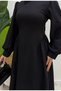 Balloon Sleeve Hijab Dress with Waist Tie - 7