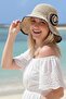 Hand Knitted Floral Powder Straw Hat 14520 - 2