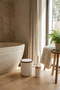 Elegant Brown White 2-Piece Bathroom Set – 6 Liter Trash Can & Wc Brush Holder Set - 3