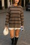 Crew Neck Striped Mink Women's Sweater 25K0093K1 - 4