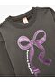Long Sleeve Raised Crew Neck Bow Printed Sweatshirt - 3