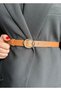 Stone Round Square Patterned Women's Gold Buckle Belt Jacket Belt Dress Belt Trouser Belt - 2