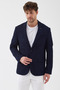 Takiro Men's Navy Blue Stretching Fabric Slim Fit Mono Collar Sports Blazer Jacket - 3
