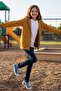 Hooded ,Children's Mustard Sweatshirt Cardigan with Zipper and Kangaroo Pocket - 100% Cotton, 3 Thread Fleece Inside - 3