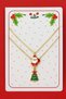 Christmas Santa Claus and Christmas Tree Figures Dangle Necklace Set - Pack of 2 - 3