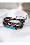 Spring Themed Wood, Metal and Bead Embroidered Leather & Rope Wrapped Adjustable Bracelet - 5