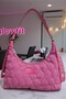 Women's Fuchsia Quilted Patterned Baguette Shoulder Bag, Hand and Shoulder Bag Suitable for Daily Use - 3