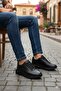 24780 Black Comfortable Original Product Air Sole Genuine Leather Men's Shoes - 3