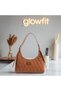 Women's Tan Quilted Patterned Baguette Shoulder Bag, Hand and Shoulder Bag Suitable for Daily Use - 4