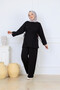 Women's Black Modal Fabric Stone Double Suit |   Hijab Suit | - 4