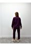 Women's Zippered Jacket Pants Top and Bottom Plum Set - 5