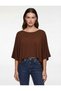 Viscose Fabric Loose Fit Long Batwing Sleeve Wide Round Neck Blouse - 2