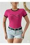 Women's Fuchsia Color Crew Neck Basic Slim Fit Short Sleeve Body Full Stretch Fabric Full Fit Length 55Cms
