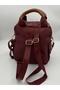 Lossa Burgundy Soft Satin Leather El Shoulder and Backpack - 4