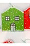 Wooden House Shaped Christmas Tree Ornament - Set of 6 - 4