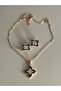 Luck/Abundance/Abundance Themed Stone Clover Earrings-Pendant Set - 5