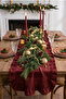 Natural Red Burgundy Frilly Linen Runner - 40X150 cm - 3