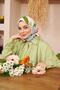 GrEEn Cotton ViscosE Silk Han FlowErs Scarf 1115-09