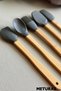 Kitchen Bamboo Silicone Heat Resistant Spoon Ladle Set Spatula Wooden Body Hangable Set of 5 Gray - 7