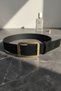 Black Suede Women's Belt - Wide Metal Buckle Adjustable Belt 105 cm - Mfr5010 - 3