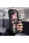 Redmi 13 Compatible Black Silicone Rose and Butterfly Patterned Elegan Phone Case - 5