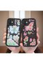 iPhone 14 Plus Compatible Black Silicone Lily and Butterfly Pattern Elegan Styles Phone Case - 4
