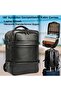 Expandable Laptop Bag in 17.3 Inch Travel Compatible Hand Luggage Leather External Surface Nubuck Inner Fabric
