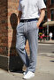 Gray Unisex Regular Fit Hidden Pocket Lace-Up Navy Blue Cuffed Sweatpants