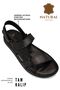 Genuine Real Leather Velcro Men's Sandals Black - 2