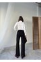 Daily High Waist Flexible with Pockets Palazzo Pants Belt Detailed - 5
