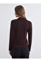 Basic Mürdüm Shawl Collar Shiny Look Blouse - 4