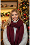 Burgundy Long Tassel 40X210 cm Shoulder Shawl - 4