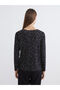 Black Crew Neck Patterned Blouse - 4