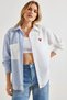 Women's Cotton Poplin Fabric Heart Detailed Design Oversized Shirt - 3