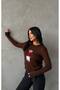 Women's Brown Teddy Bear Crew Neck Knit Sweater - 3