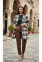 Checkered Oil Green Knee-High Unlined Dry-Fit Cashmere Coat