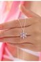 Silver Color Lilac Drop Stone Lotus Camellia Flower Steel Necklace - 4