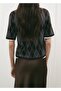 Short Sleeve Diamond Pattern Sweater - 4