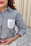 Women's Lace and Butterfly Patterned 100% Cotton Shirt - Black - 5