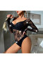 Fishnet Bodystocking Lingerie for Women Sexy See Through Mesh Lingerie, Black - 2