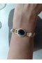Navy Blue Oval Tiger Women's Bracelet with Zircon Stones and Stone Details - 7