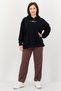 Women Oversized Fit Long Sleeve Outdoor Hoodie, Black - 4