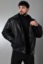 Winter Filled Fur Inside O Oversized Faux Leather Coat Kmd_50502 - 3